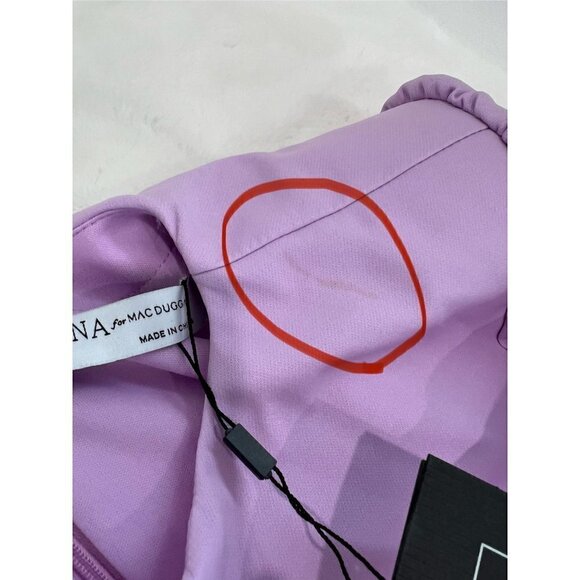 New MAC DUGGAL Size 10 Long Sleeve Mini Dress with Shoulder Pads Lilac *Defect* - Picture 5 of 13